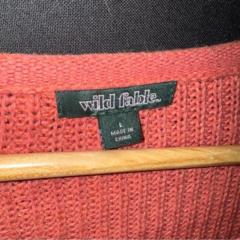 Wild Fable Coral Knit Sweater Womens L Cropped Oversize Cozy Coral Pink - Picture 6 of 11